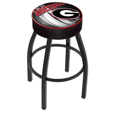 Holland Bar Stool Co 30" 4" Georgia "G" Cushion Seat, Blk Wrinkle Base Swivel Bar Stool L8B130GA-G-D2